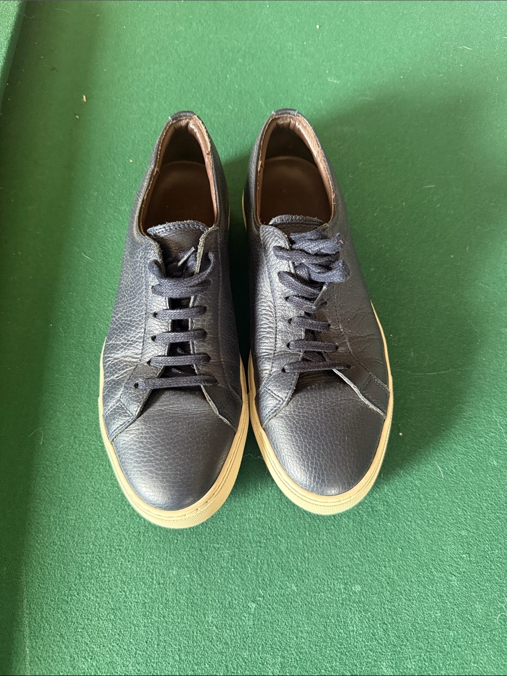 Aurelien Men's Navy Leather Low-Top Sneakers with Gum Sole